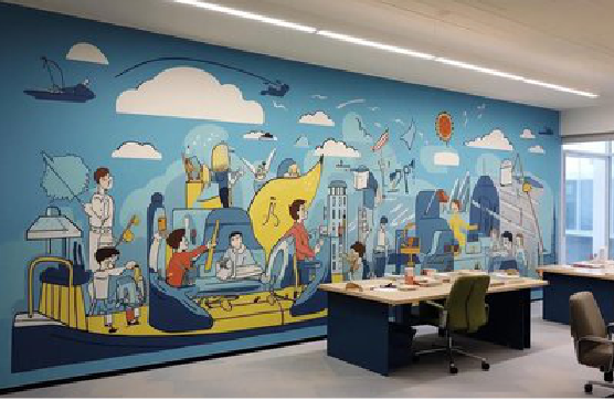 宁国办公室墙绘的特点。