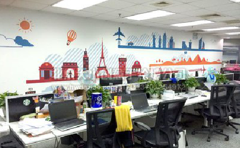 宁国教你设计办公室墙绘的方法。